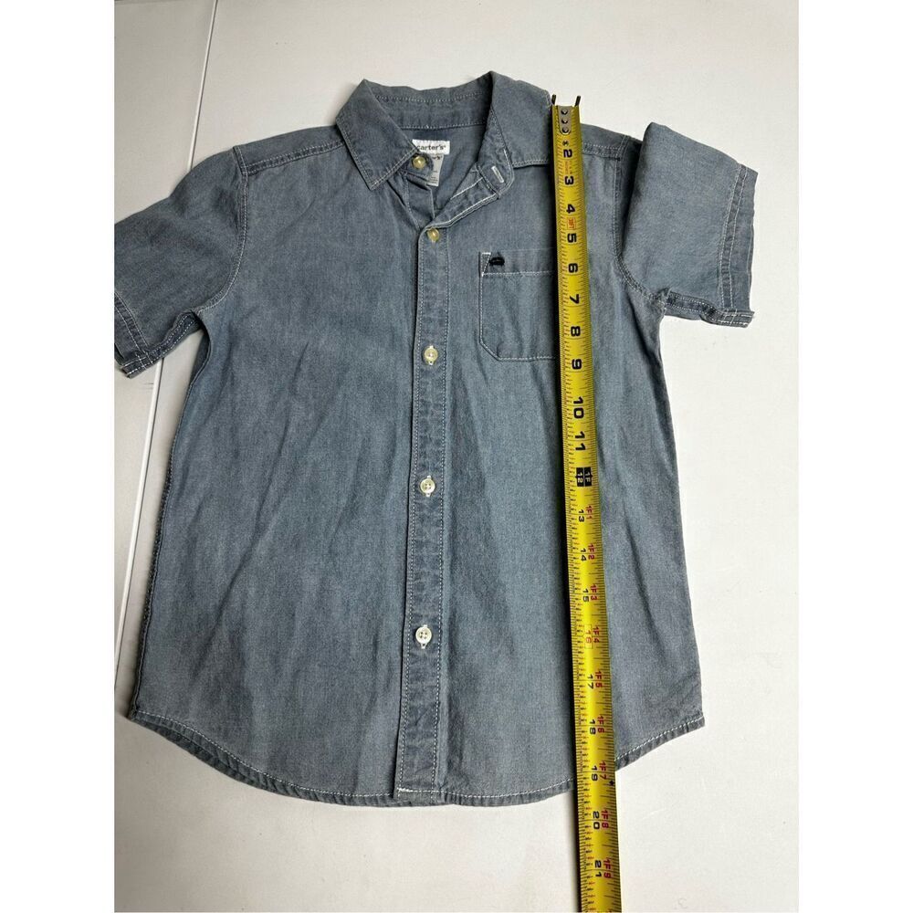 Carter's Boys'  Chambray Short Sleeve Woven Button Down Shirt Top 5T Cotton - Picture 4 of 8